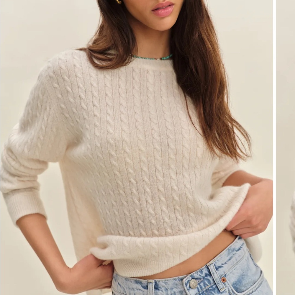 Reformation cashmere boyfriend Cable Knit Sweater m